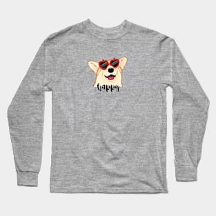 Happy cute corgi Long Sleeve T-Shirt